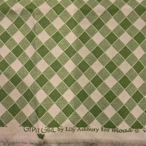 New, Unwashed Gipsy Girl For Moda Fabrics 1 Yard Green And White Check - Picture 1 of 5
