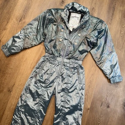 Obermeyer Ski Suit Womens One Piece Snowsuit Snow Bib Iridescent Apres Vtg 10 - Image 1 of 4