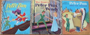 3 Vintage Little Golden  Books ~ WALT DISNEY'S PETER PAN AND WENDY, + PIRATES + - Bild 1 von 23