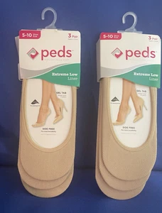 * PEDS  EXTREME LOW LINER   GEL TAB SOCKS *6  PACK *SHOE SIZE 5-10 SIDE FREE - Picture 1 of 2