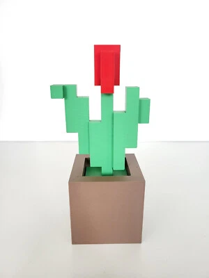 Gaming Inspired Pixelated Tulip with Pot, Gaming Style Flower, Desk Accessory, - Image 1 of 4