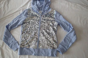 Felpa con cappuccio Victoria Secret rosa, giacca, blu lavanda, paillettes argento, bling, - Foto 1 di 8