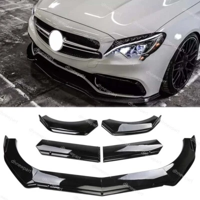 For Benz C200 C300 Car Front Bumper Lip Splitter Spoiler Body Kit Glossy Black Foto 1 de 4
