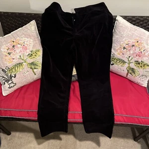 Talbot's Size 12 Petite or 12P  Women's Black Velvet Wide Leg Pants Silk Blend - Picture 1 of 4