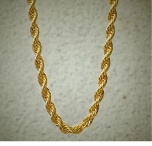 Solid 18K Yellow Gold Filled Tarnish-Free 16-32" 4mm Italian Rope Chain Necklace - Picture 1 of 3