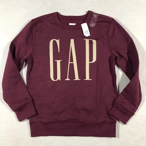 Gap Sweatshirt Kids Large Crew Neck Sweater Spell Out Logo Maroon NEW NWT - Picture 1 of 11
