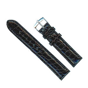 GENUINA CORREA NEGRA COCODRILO 20mm CUERO Y HEBILLA DE ACERO TUDOR GENUINO - Imagen 1 de 6