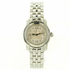 BAUME & MERCIER CAPELAND 65383 QUARTZ SILVER DIAL DIAMOND BEZEL S.S LADIES WATCH - Picture 1 of 7