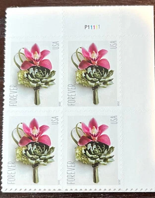 Scott #5457 Forever - Contemporary Boutonniere - Plate Block of 4  MNH 2020 - Image 1 of 2