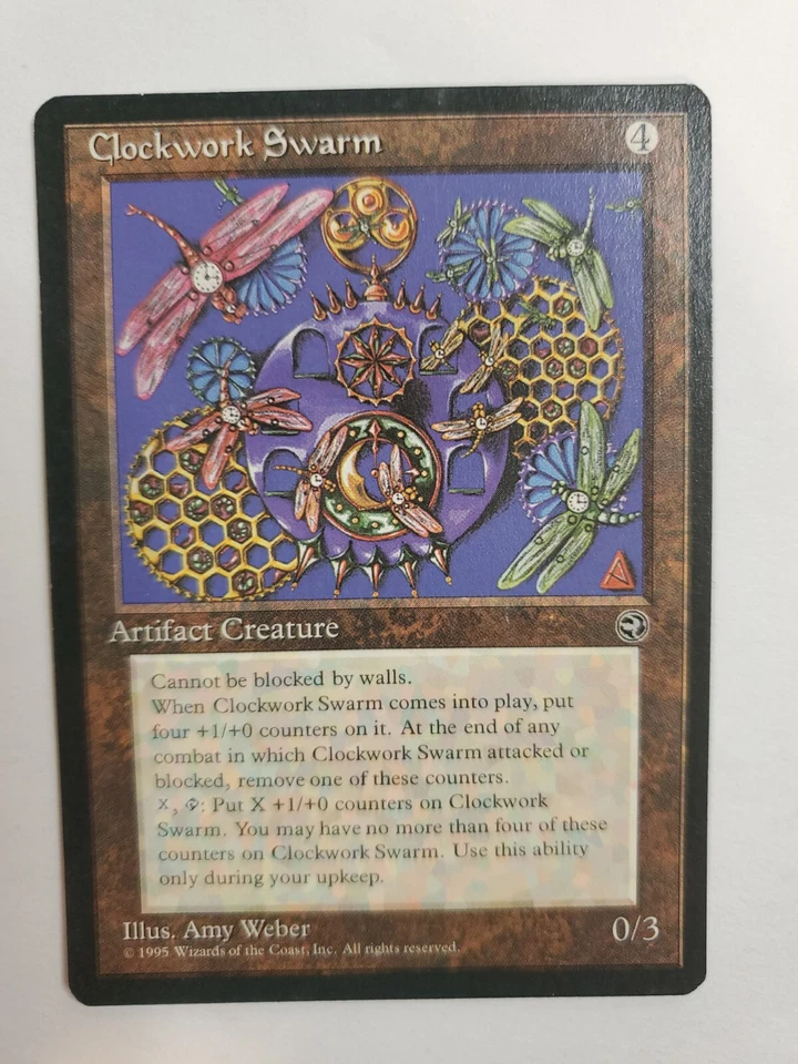 MTG Magic The Gathering Card Clockwork SwarmArtifact Creature Homelands 1995 - Image 1 of 2