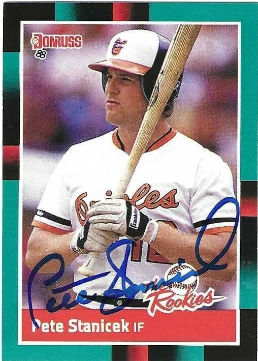 Autographed/Signed 1988 Donruss Rookies #15 Pete Stanicek Baltimore Orioles - Image 1 of 1