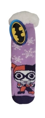 DC Harley Quinn Sherpa Lined Non-Slip Women's Purple Slipper Socks - One Size - Image 1 of 4