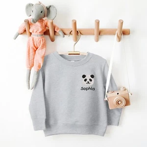 Panda Embroidered Kids Sweatshirt Cute Children's Clothes Girls Boys Panda Theme - Picture 1 of 4