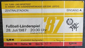 Ticket Länderspiel 28.07.1987 DDR - Ungarn in Leipzig - Bild 1 von 2