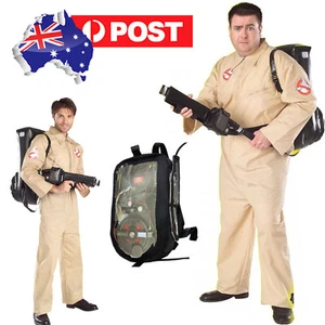 Mens Ghostbusters Costume Adult Ghost Busters Halloween 80s Jumpsuit Backpack - Picture 1 of 8