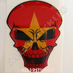 Pegatina Bandera Vietnam Calavera Adhesiva Calcomanía Resina Cúpula Coche Moto Tableta Laptop 3D - Imagen 1 de 3