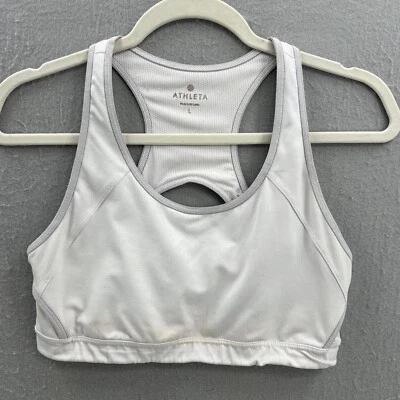Sujetador deportivo Athleta Racerback blanco talla grande atlético activo yoga DEFECTUOSO Foto 1 de 4