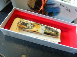 WINCHESTER HORSE RIDER BARLOW 3 1/4" 1- 2 1/2" 440HC BLADE GENUINE STAG HANDLE - Picture 1 of 16