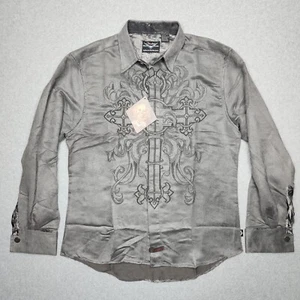 Fender Custom Shop Shirt Mens Medium Embroidered Rock Roll Rockabilly Velvet Y2K - Picture 1 of 15