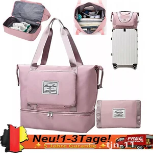 Damen Reisetasche Groß Sporttasche Tragetasche Schultertasche mit Schuhfach Rosa - Bild 1 von 12