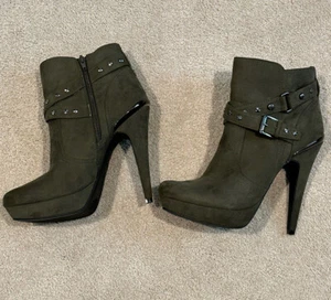 NEW GUESS Green suede platform High Heel boots Deeka 9M Shoe Retail $99 - Picture 1 of 10