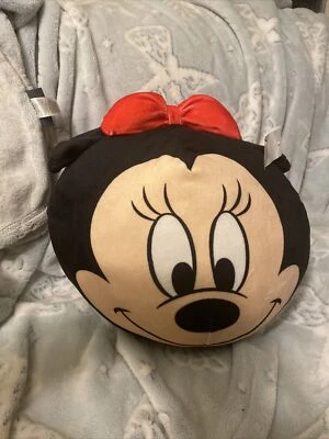 "Almohada ultra suave Minnie Mouse de Disney, 15"" redonda negra grande lazo rojo cómoda EE. UU." Foto 1 de 4