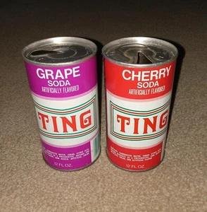 Vintage TING Grape & Cherry Pull Tab Straight Soda Cans Steel Can Wisconsin - Picture 1 of 5