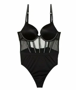 🔥Victoria's Secret Body sehr sexy dezenter Glanz Strass schwarz XS S M XL - Bild 1 von 9