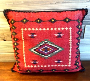 Southwestern Handwoven Wool Pillow 15" X 14" Sedona Mexican Indian - Picture 1 of 8