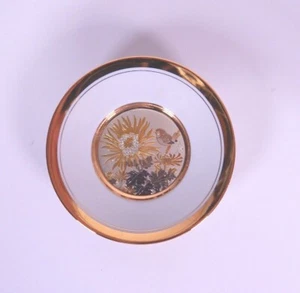Art Of Chokin 24kt Gold Rim Flower/Bird Plate 6" Japan - Picture 1 of 5