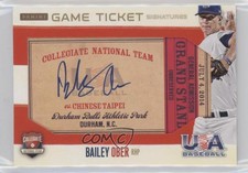 2014 USA Baseball Box Set Durham Game Ticket Signatures /30 Bailey Ober #22 Auto