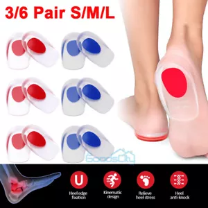 3/6 Pairs Gel Heel Protectors Heel Cups Cushion Pads for Plantar Fasciitis - Picture 1 of 14