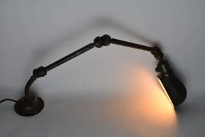 Adjustable Industrial Task Lamp Ball Joints Antique Workbench Machine MCM - Picture 1 of 11