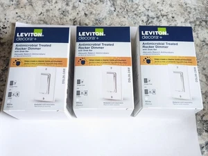 3 Stück Leviton Decora Wippschalter Dimmschalter mit Schiebeleiste weiß DSL06-2AW Anti Mikrofon - Bild 1 von 5