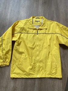 Kenpo Yellow Windbreaker Jacket Mens Large Full Zip Netted Lining Running Golf - Picture 1 of 6