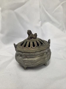 Vintage Foo Fu Hund Drache Metall Räuchertopf Art Deco Japan Spelter Dreibein Antik - Bild 1 von 7