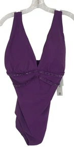 Traje de baño Amoressa para mujer talla 12 púrpura traje de baño con tachuelas de una pieza - Imagen 1 de 11