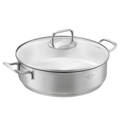 SILBERTHAL Schmorpfanne Unbeschichtet 28 cm hoher Rand - Servierpfanne mit Decke - Bild 1 von 4