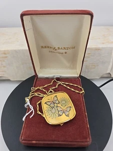 NIB AUTH REED & BARTON DAMASCENE BUTTER FLY GOLD NECKLACE NEW OLD STOCK ORIG BOX - Bild 1 von 3
