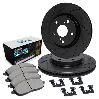 For Land Rover LR2 08-12 Drilled & Slotted Rear Brake Kit w Euro Ceramic Pads Foto 1 de 3