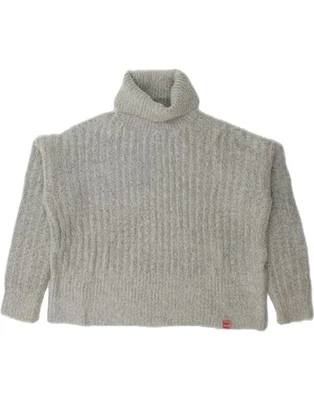 SUPERDRY Womens Crop Roll Neck Jumper Sweater UK 12 Medium Grey Acrylic CK75 - Image 1 of 4