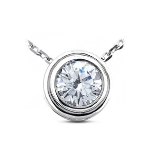 2 Carat F VS2 Round Cut Natural Certified Diamond 950 Plat. Solitaire Pendant - Picture 1 of 2