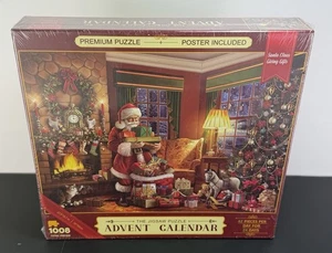 Advent Calendar-The Jigsaw Puzzle Santa Giving Gifts 1008 Pieces 42 Pc A Day NEW - Picture 1 of 5