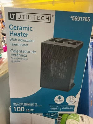 Utilitech Compact Personal Ceramic Heater/w Thermostat Up To 1500 Watts - Image 1 of 2
