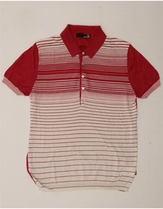 MOSCHINO Mens Short Sleeve Polo Neck Jumper Sweater Small Pink Striped CZ09 - Picture 1 of 3