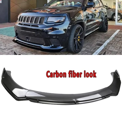 For Jeep Grand Cherokee Base 2014-2021 Carbon Fiber Front Bumper Lip Spoiler Set Foto 1 de 4