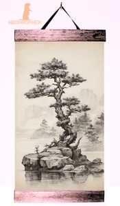 Pergamino de pared de lona personalizado de 12"x18" paisaje japonés madera maciza ws7 - Imagen 1 de 2