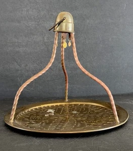 Vintage Brass Turkish Coffee Tea Tray Hanging Round Twisted Arm Coin Traditional - Picture 1 of 24