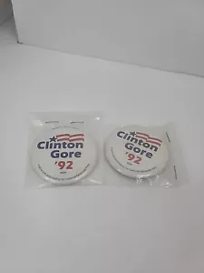 Two 1992 BILL CLINTON AL GORE campaign pin pinback button political presidential - Picture 1 of 2