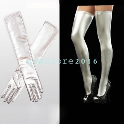 Sexy Mujer Guantes Medias Pies Aspecto Húmedo Látex Fiesta Ópera Disfraz Elegante Foto 1 de 4